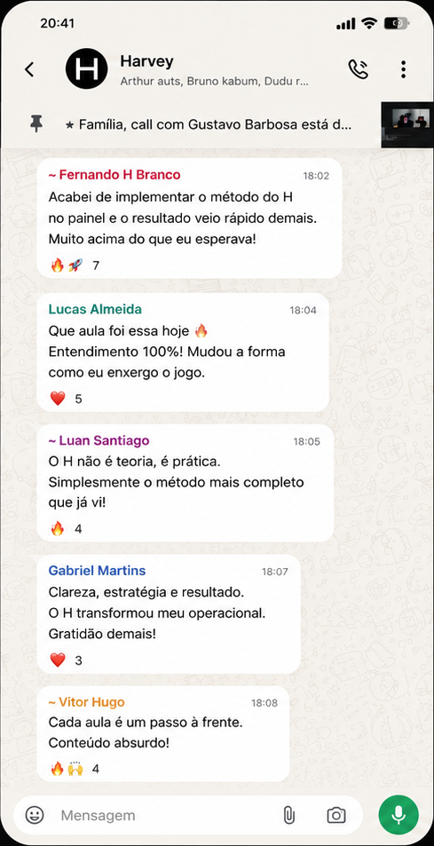 Feedback de aluno na comunidade do WhatsApp